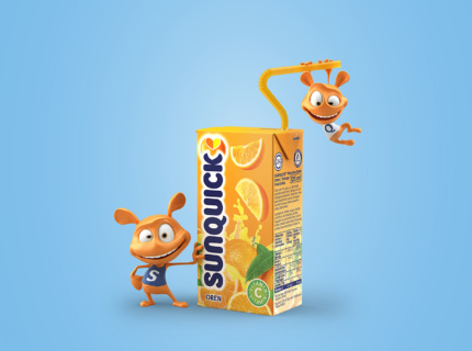 Sunquick Tetra Pak Sun & Quick mascots