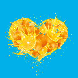 Sunquick orange heart light blue